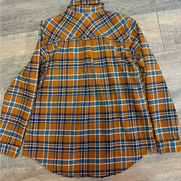 Duluth Women’s Plaid Flannel, Orange/Blue/White, Medium - Picture 5 of 6
